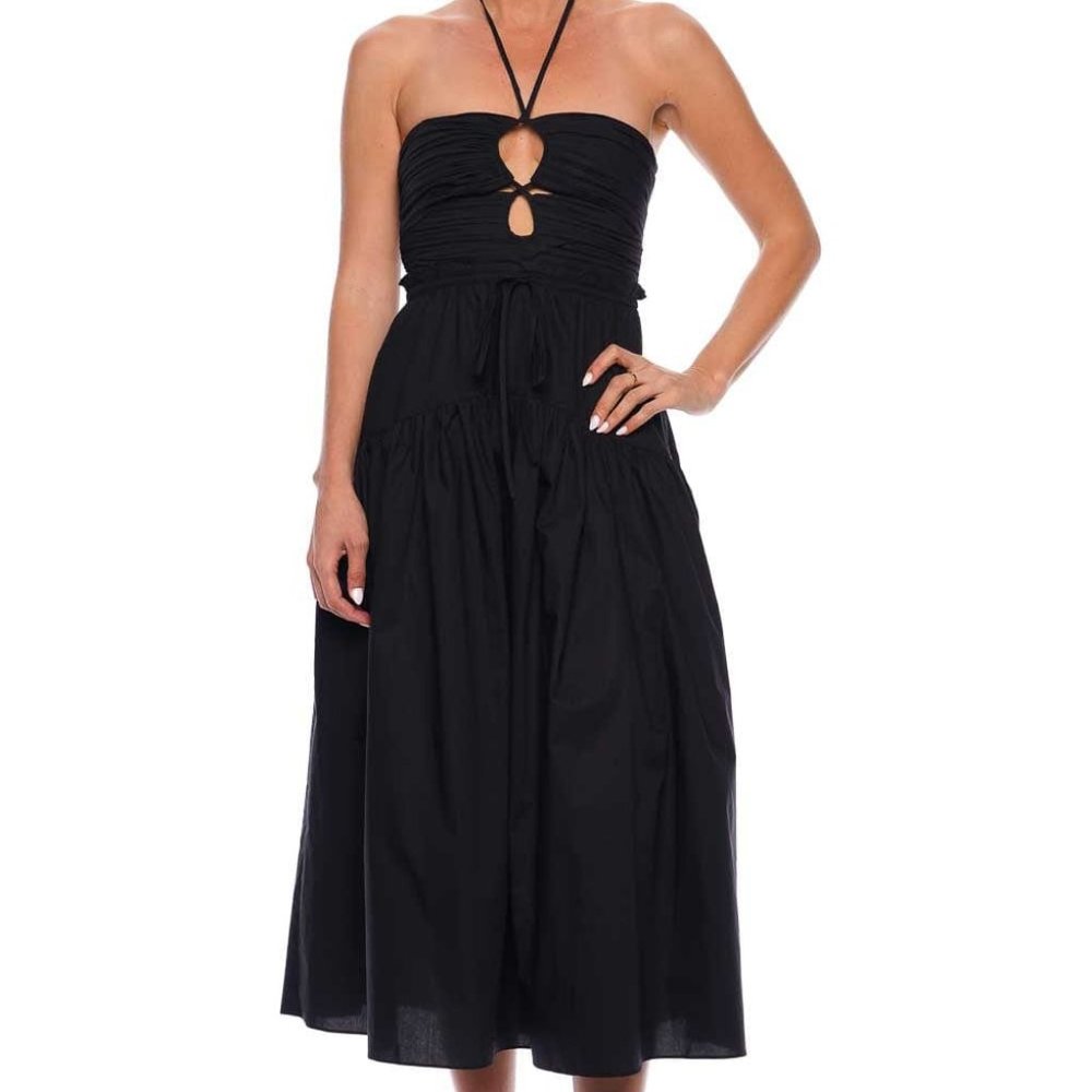 Ulla Johnson Ella Cotton Midi Dress in Black Size 0